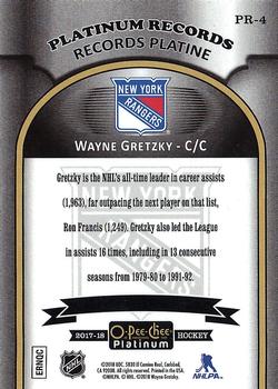 2017-18 O-Pee-Chee Platinum - Platinum Records #PR-4 Wayne Gretzky Back