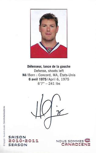 2010-11 Montreal Canadiens #NNO Hal Gill Back