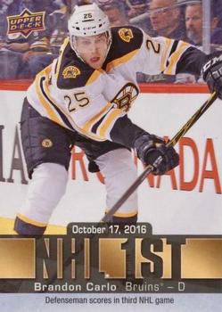 2016-17 Upper Deck - NHL Firsts #NF-22 Brandon Carlo Front