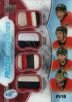 2017-18 Upper Deck Ice - Frozen Foursomes - Red Patches #F4-SENS Mike Hoffman/Mark Stone/Derick Brassard/Craig Anderson Front
