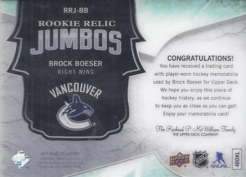 2017-18 Upper Deck Ice - Rookie Relic Jumbos #RRJ-BB Brock Boeser Back