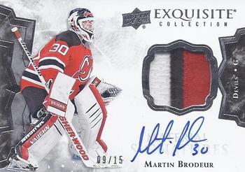 2017-18 Upper Deck Ice - Exquisite Collection - Material Signatures #EMS-MB Martin Brodeur Front