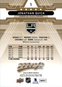 2018-19 Upper Deck MVP #5 Jonathan Quick Back