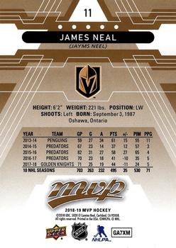 2018-19 Upper Deck MVP #11 James Neal Back