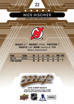 2018-19 Upper Deck MVP #22 Nico Hischier Back