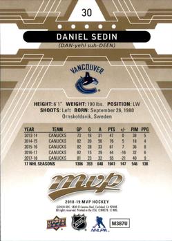 2018-19 Upper Deck MVP #30 Daniel Sedin Back
