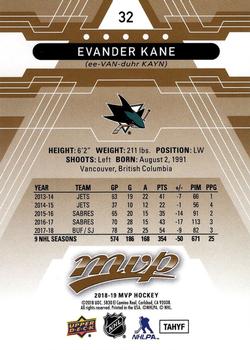 2018-19 Upper Deck MVP #32 Evander Kane Back