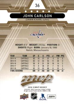2018-19 Upper Deck MVP #36 John Carlson Back