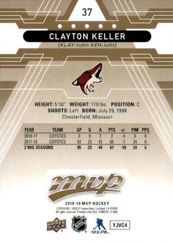 2018-19 Upper Deck MVP #37 Clayton Keller Back
