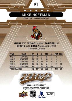 2018-19 Upper Deck MVP #51 Mike Hoffman Back