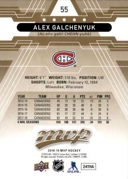 2018-19 Upper Deck MVP #55 Alex Galchenyuk Back