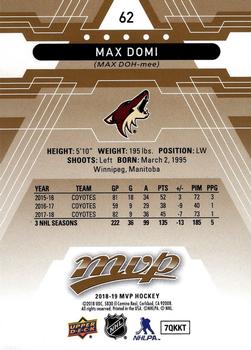 2018-19 Upper Deck MVP #62 Max Domi Back