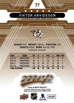 2018-19 Upper Deck MVP #77 Viktor Arvidsson Back