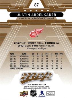 2018-19 Upper Deck MVP #87 Justin Abdelkader Back