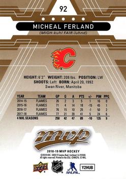 2018-19 Upper Deck MVP #92 Micheal Ferland Back