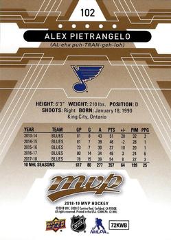2018-19 Upper Deck MVP #102 Alex Pietrangelo Back