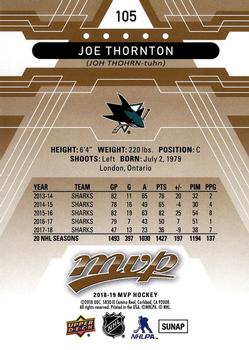 2018-19 Upper Deck MVP #105 Joe Thornton Back