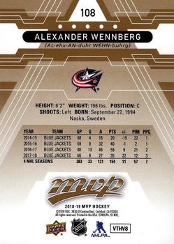 2018-19 Upper Deck MVP #108 Alexander Wennberg Back