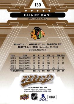 2018-19 Upper Deck MVP #130 Patrick Kane Back