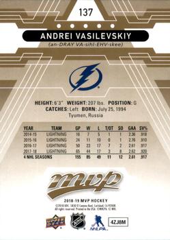 2018-19 Upper Deck MVP #137 Andrei Vasilevskiy Back