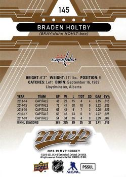 2018-19 Upper Deck MVP #145 Braden Holtby Back
