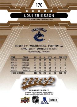 2018-19 Upper Deck MVP #170 Loui Eriksson Back