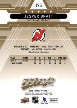 2018-19 Upper Deck MVP #175 Jesper Bratt Back