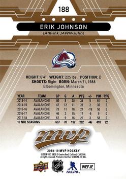 2018-19 Upper Deck MVP #188 Erik Johnson Back