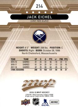 2018-19 Upper Deck MVP #214 Jack Eichel Back