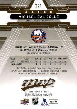 2018-19 Upper Deck MVP #221 Michael Dal Colle Back