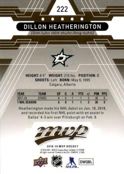 2018-19 Upper Deck MVP #222 Dillon Heatherington Back