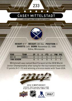 2018-19 Upper Deck MVP #233 Casey Mittelstadt Back