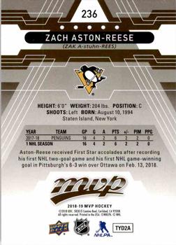 2018-19 Upper Deck MVP #236 Zach Aston-Reese Back
