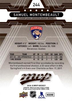 2018-19 Upper Deck MVP #244 Samuel Montembeault Back