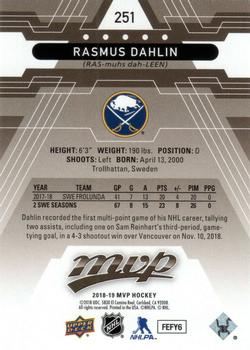 2018-19 Upper Deck MVP #251 Rasmus Dahlin Back