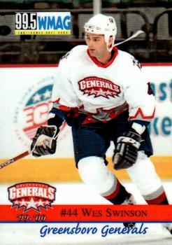 1999-00 Roox Greensboro Generals (ECHL) #20 Wes Swinson Front