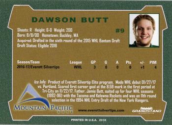 2017-18 Grandstand Everett Silvertips (WHL) #2 Dawson Butt Back