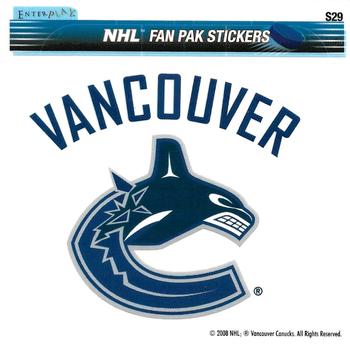 2007-08 Enterplay Fun Pak Player Standees - Team Decal-Sticker #S29 Vancouver Canucks Front