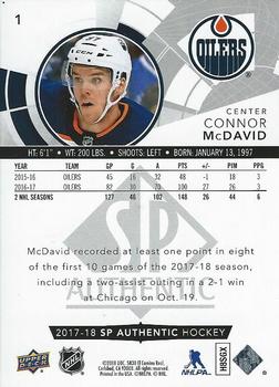 2017-18 SP Authentic - Limited Red #1 Connor McDavid Back