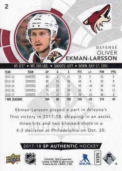 2017-18 SP Authentic - Limited Red #2 Oliver Ekman-Larsson Back