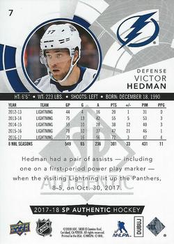2017-18 SP Authentic - Limited Red #7 Victor Hedman Back