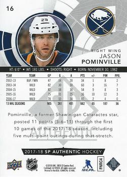 2017-18 SP Authentic - Limited Red #16 Jason Pominville Back