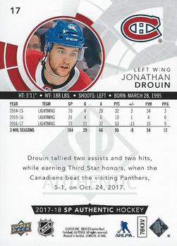 2017-18 SP Authentic - Limited Red #17 Jonathan Drouin Back