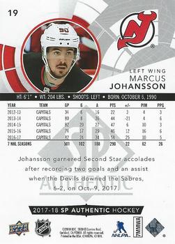 2017-18 SP Authentic - Limited Red #19 Marcus Johansson Back
