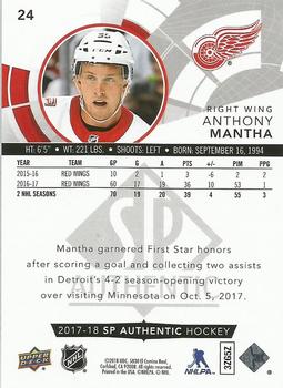 2017-18 SP Authentic - Limited Red #24 Anthony Mantha Back