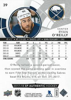 2017-18 SP Authentic - Limited Red #39 Ryan O'Reilly Back