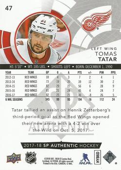 2017-18 SP Authentic - Limited Red #47 Tomas Tatar Back