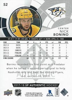 2017-18 SP Authentic - Limited Red #52 Nick Bonino Back