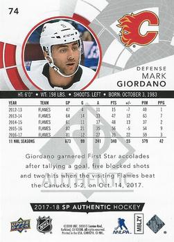 2017-18 SP Authentic - Limited Red #74 Mark Giordano Back