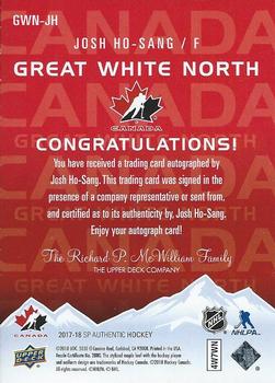 2017-18 SP Authentic - Great White North #GWN-JH Josh Ho-Sang Back